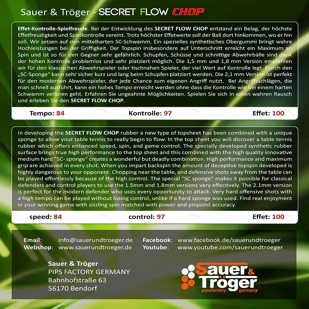 Sauer & Troger Secret Flow Chop Table Tennis Rubber