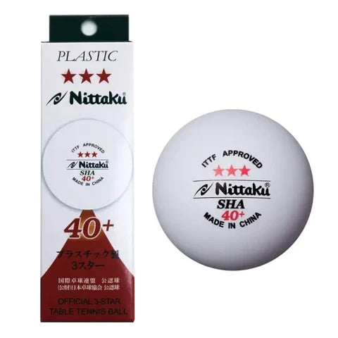 Nittaku SHA 40+ 3 Star Table Tennis Balls, Pack of 3