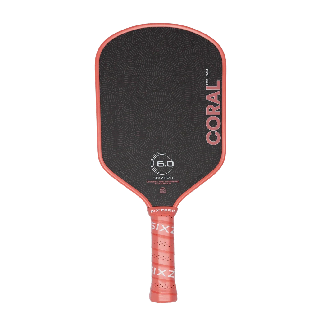 Six Zero Coral 16mm Elongated Pickleball Paddle