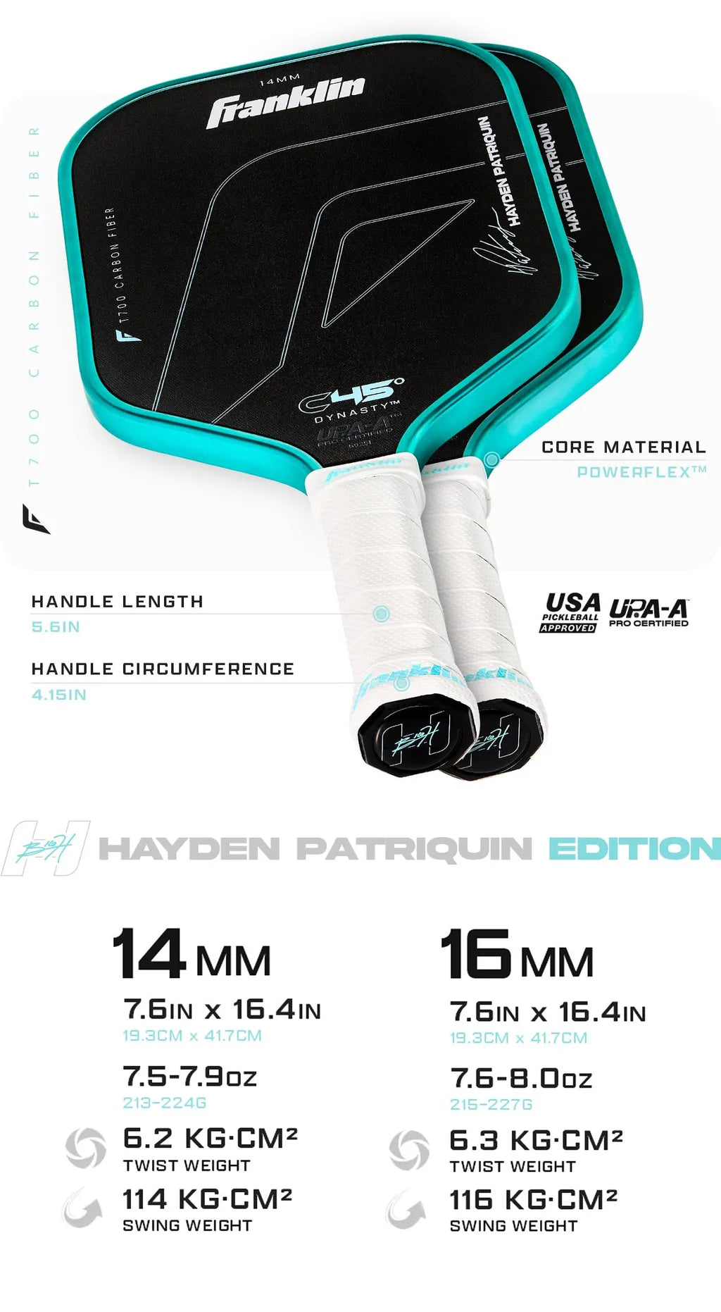 Franklin C45 Hayden Patriquin Pickleball Paddle